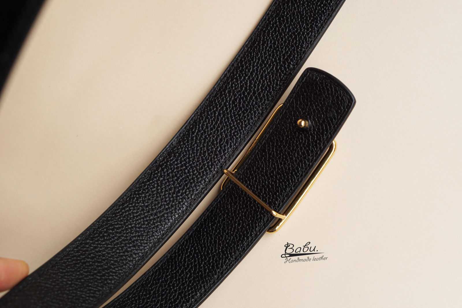 Custom Black Epsom Leather Padded Belt