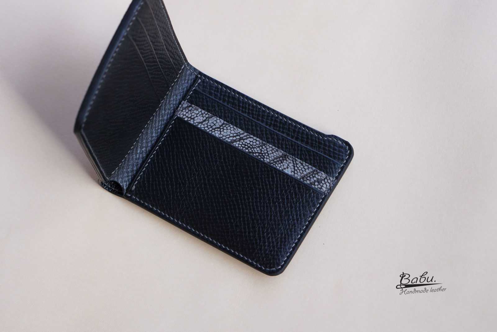 Black Epi leather wallet, Handmade Calf leather bifold wallet for men WL242