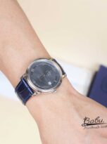 Custom Alligator watch band, Dark blue Alligator leather watch strap