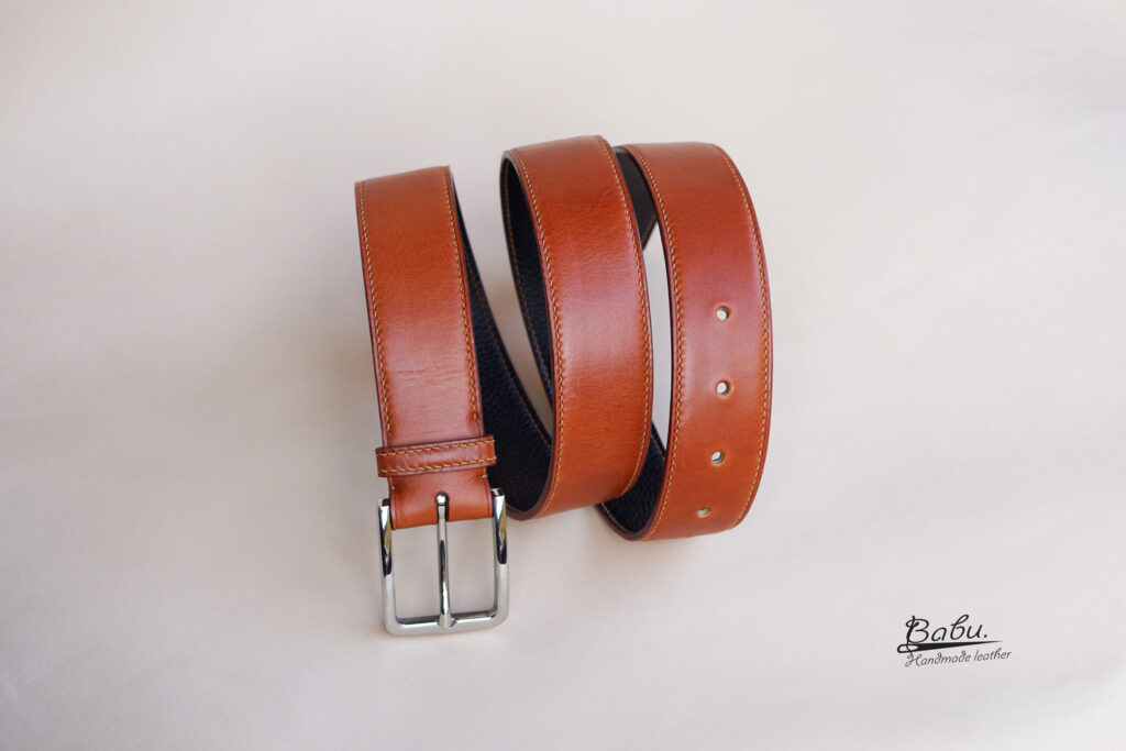Sempre - Brown Vachetta Leather Waist Belt with Circular Buckle - Made