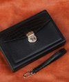 Handcrafted leather clutch bag with wrist strap, Epsom Calf leather clutch for men C009