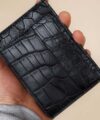 Black Alligator Card Holder, Handmade Alligator leather credit card wallet MWL236