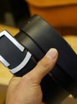 Mua that lung da bo that tai Ha Noi, black vegtan leather belt 1