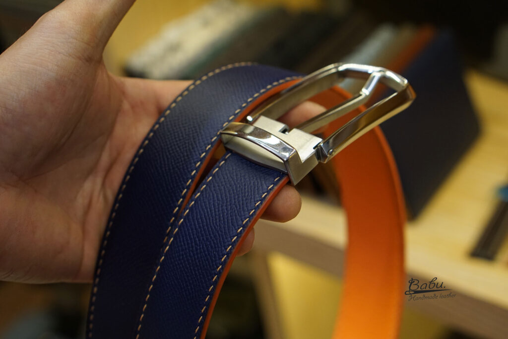 Handmade Navy Blue Epsom Leather Belt LB060