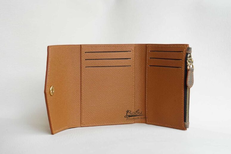 Handmade Epsom leather wallet, trifold wallet handcrafted