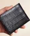 Black Crocodile leather wallet, Handmade Crocodile bifold wallet WL247
