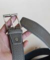 Handmade Gray Togo Leather Belt, Sandy Taupe Calf Leather Belt LB063