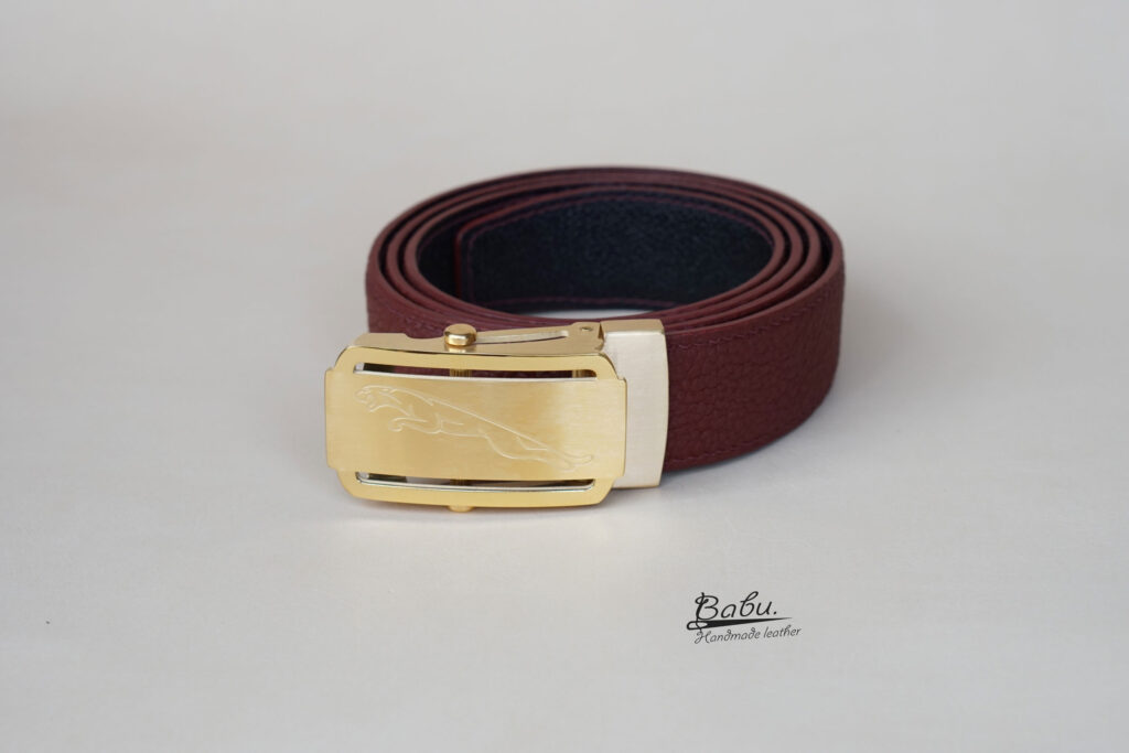 Black Togo leather belt, Handmade Calf leather belt for men LB086