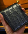 Personalized Alligator leather wallet, Black Alligator bifold wallet WL254