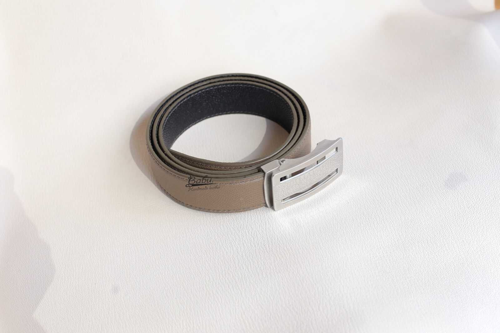 Gray Epsom Leather Belt, Premium Calf Leather Belt for men LB070