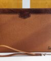 Golden Brown Togo leather clutch, Handmade Togo clutch bag C018