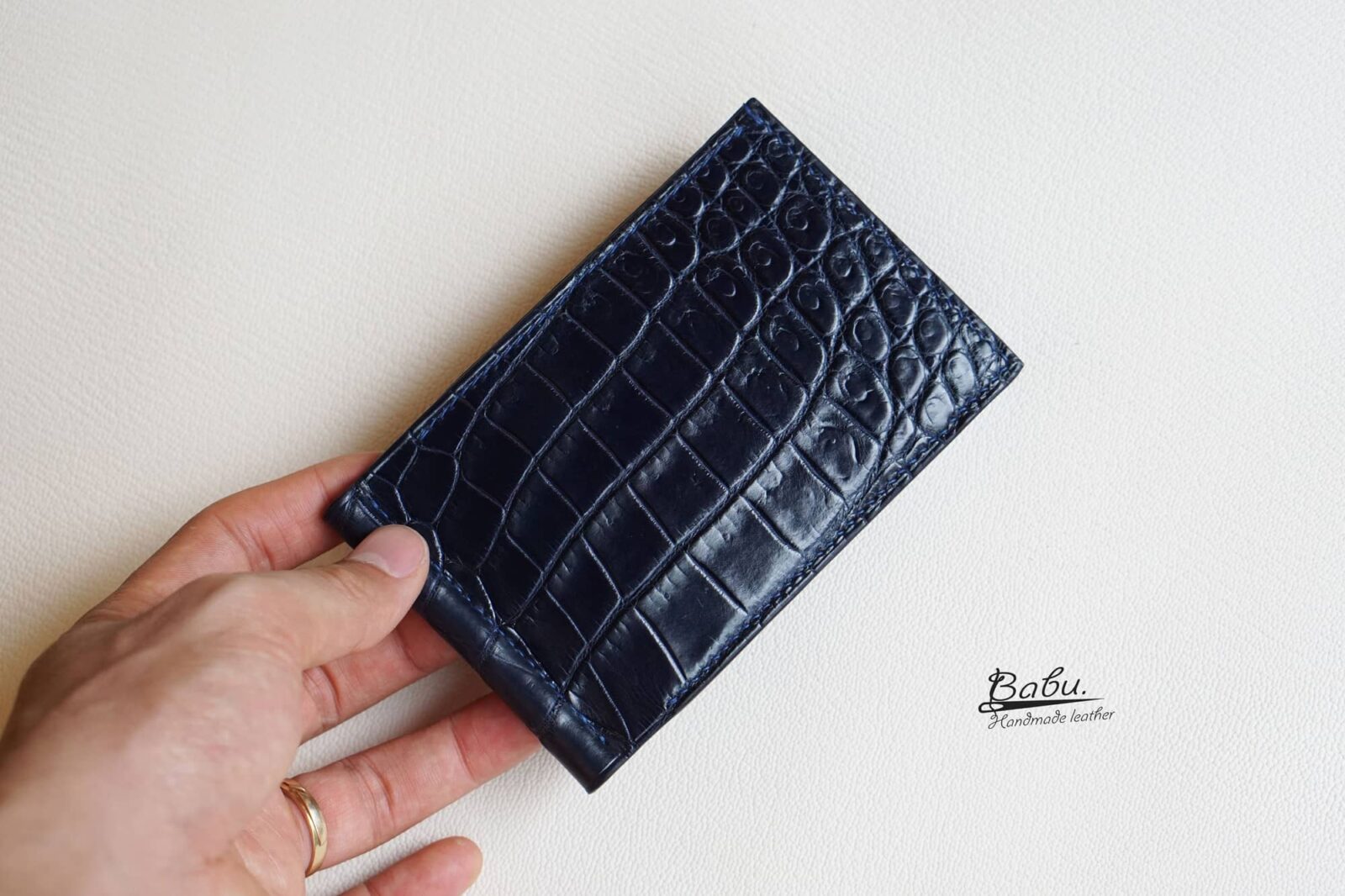 Black Genuine Crocodile Alligator Skin Leather Long Wallet Card Holder  MoneyClip