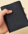 Unique Togo leather bifold wallet, Black Genuine Cow leather wallet inspired by Mercedes SLR WL262