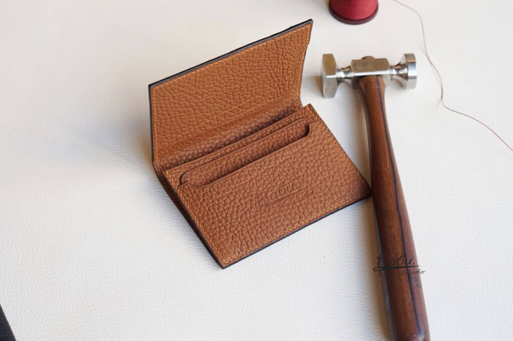 Handmade Togo leather credit card holder