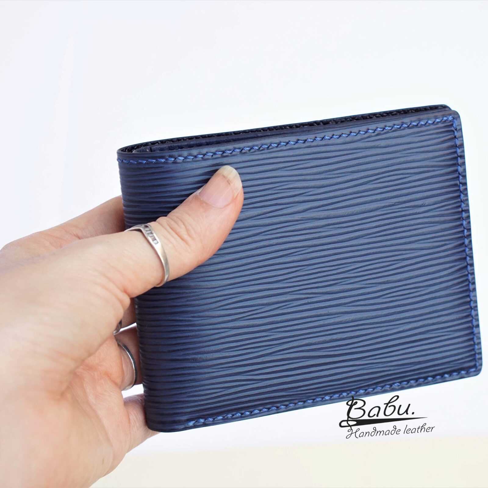 Fauré Le Page - Etendard 6cc Wallet - Embroidered Jacquard Blue Saga & Navy Leather