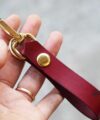 Bordeaux Red Leather Keychain Belt Snap, Vegetable tanned leather Key Fob KC038