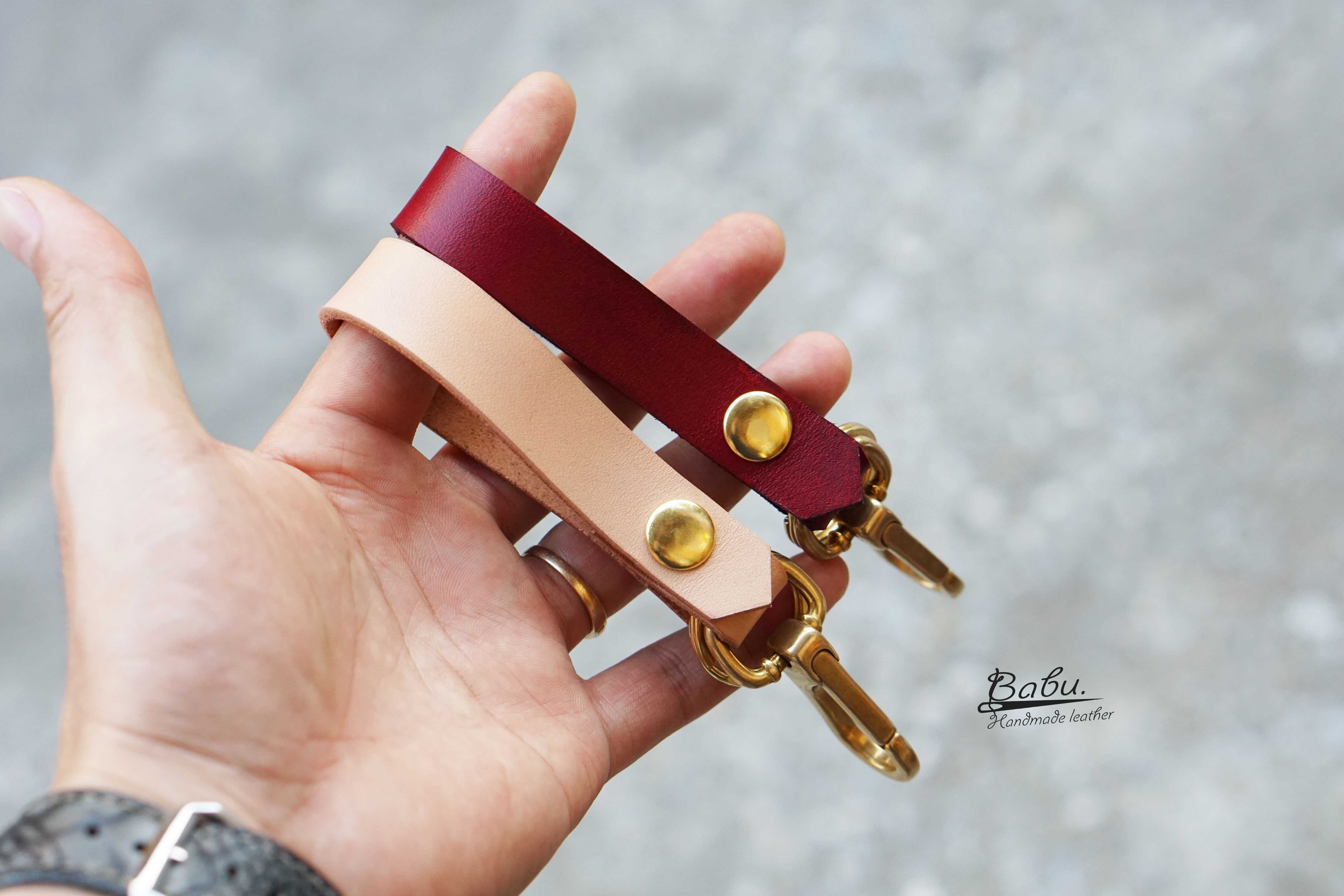 Red Leather Keychain Belt Snap, Vegetable tanned leather Key Ring KC038 ...