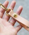 Vegetable tanned leather Key Fob, Handmade Leather Keychain Belt Snap KC039
