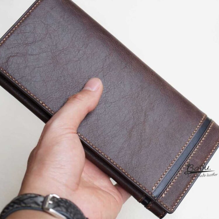 Dark Brown Calf Leather Wallet, Top Quality Epsom Leather Wallet for men  WL297