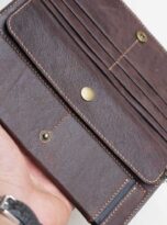 ví dài da bò thật, ví da bò uy tín, vi da bo nau vintage brown leather wallet, leather wallet for men 8