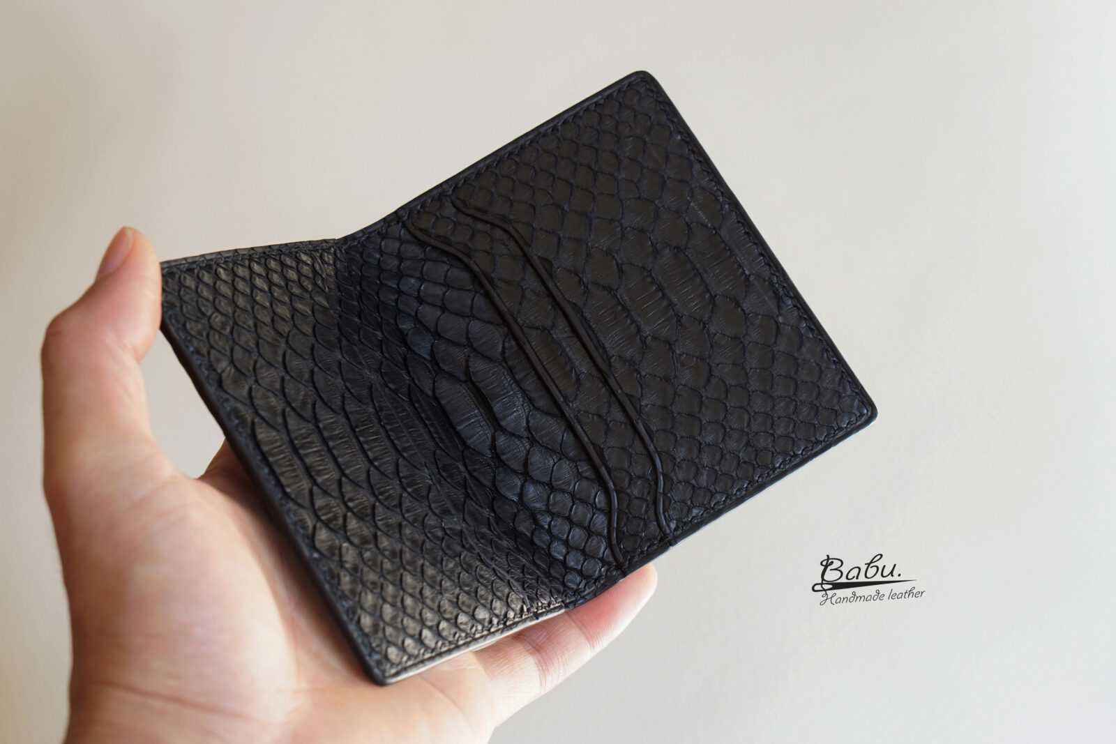 Python Credit Card Holder, Black Python leather card holder MWL278