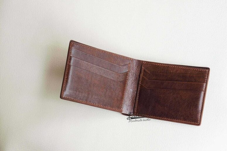 Dark Brown Vintage Cow Leather Wallet, Bifold Leather Wallet for Men