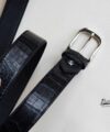 Handmade Alligator Leather Belt, Black Alligator Leather Belt LB076