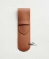 Golden Brown Leather pen sleeve, Handmade Epsom leather pen pouch PSC013