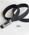Black Epsom Leather Belt, Handmade Calf leather belt LB079