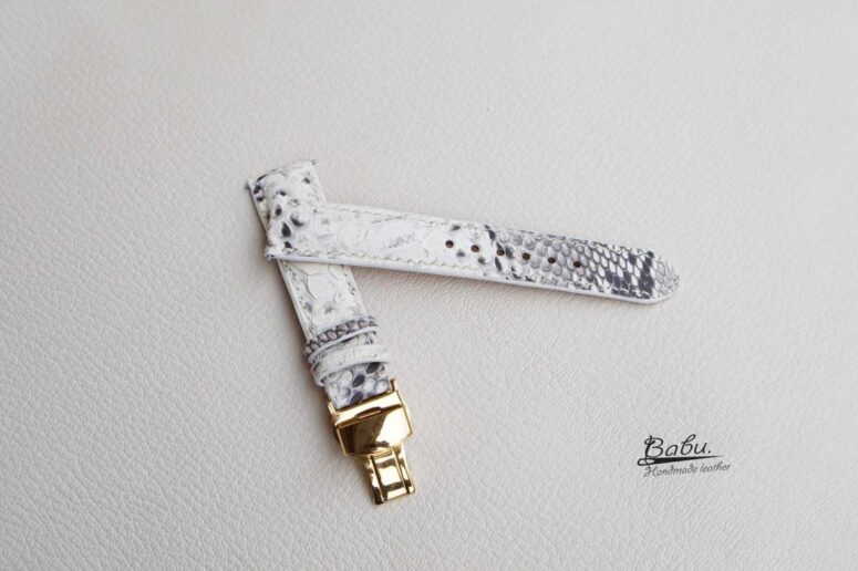 Natural White Python leather watch band