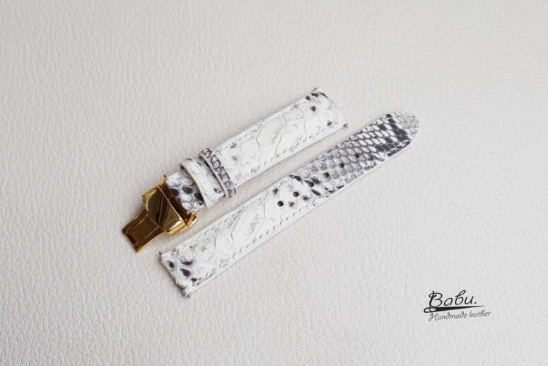 Natural White Python leather watch band