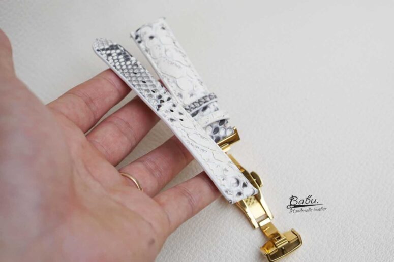 Natural White Python leather watch band