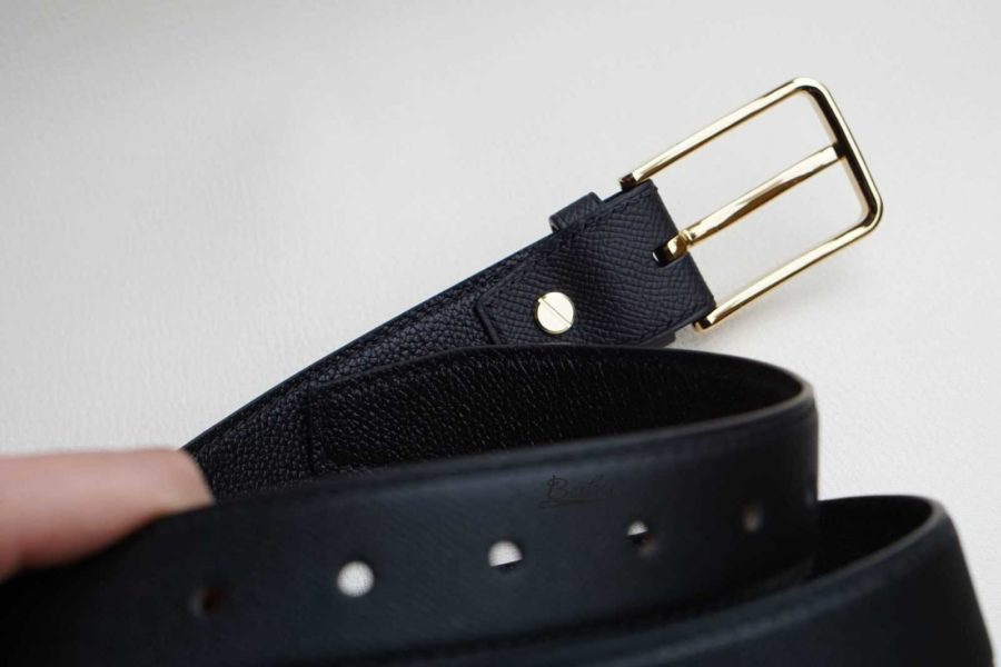 Premium Epsom Calf Leather belt, Black Calf leather belt for men LB081
