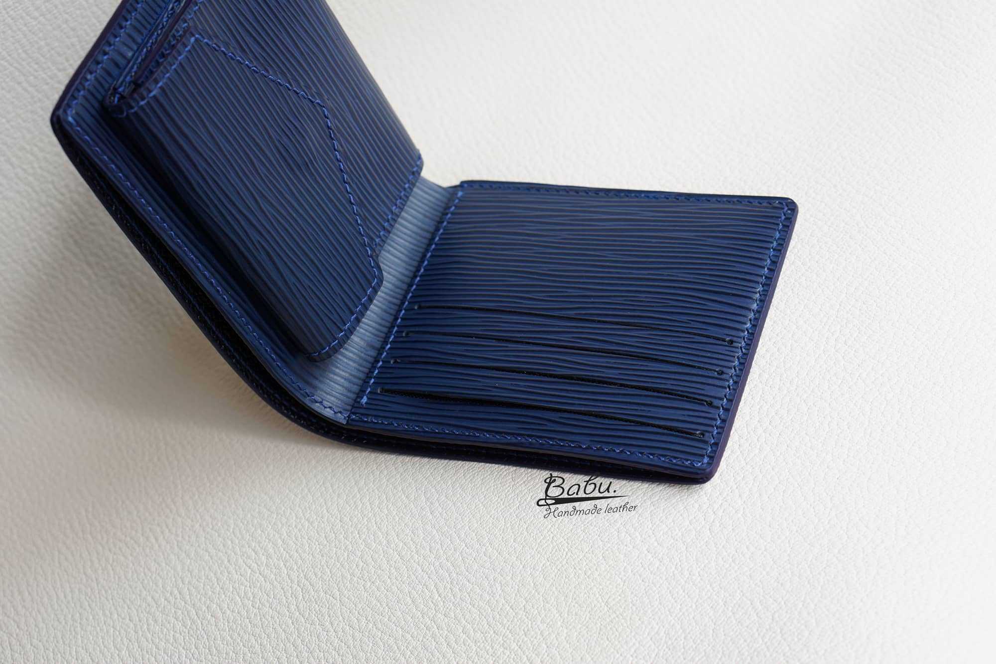 Premium Epi leather wallet, Navy Blue Calf leather wallet WL296