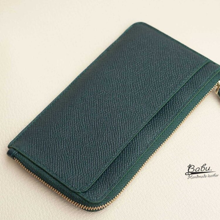 Premium Epi leather Credit Card Holder, Dark Green leather card wallet WL139