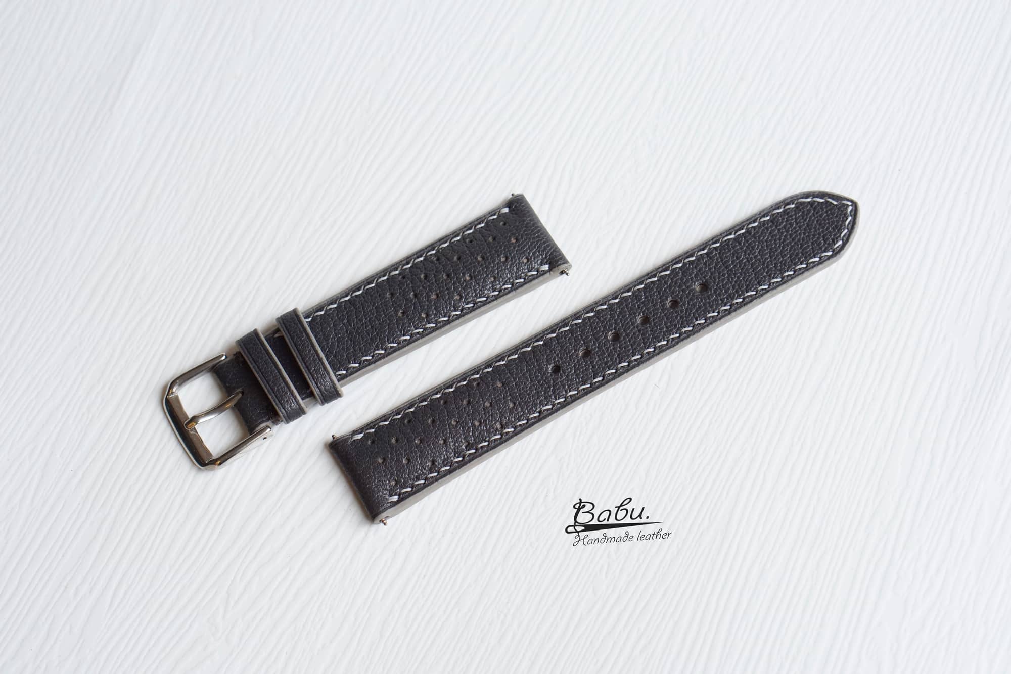 Racing Leather Straps Black 20 mm