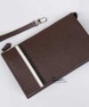 Dark Brown Epsom leather clutch bag C043