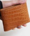 Honey Brown Alligator wallet for men, Handmade Alligator leather bifold wallet WL295