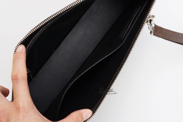 Brown - Hand Print Clutch with Embossed Leather Flap 04