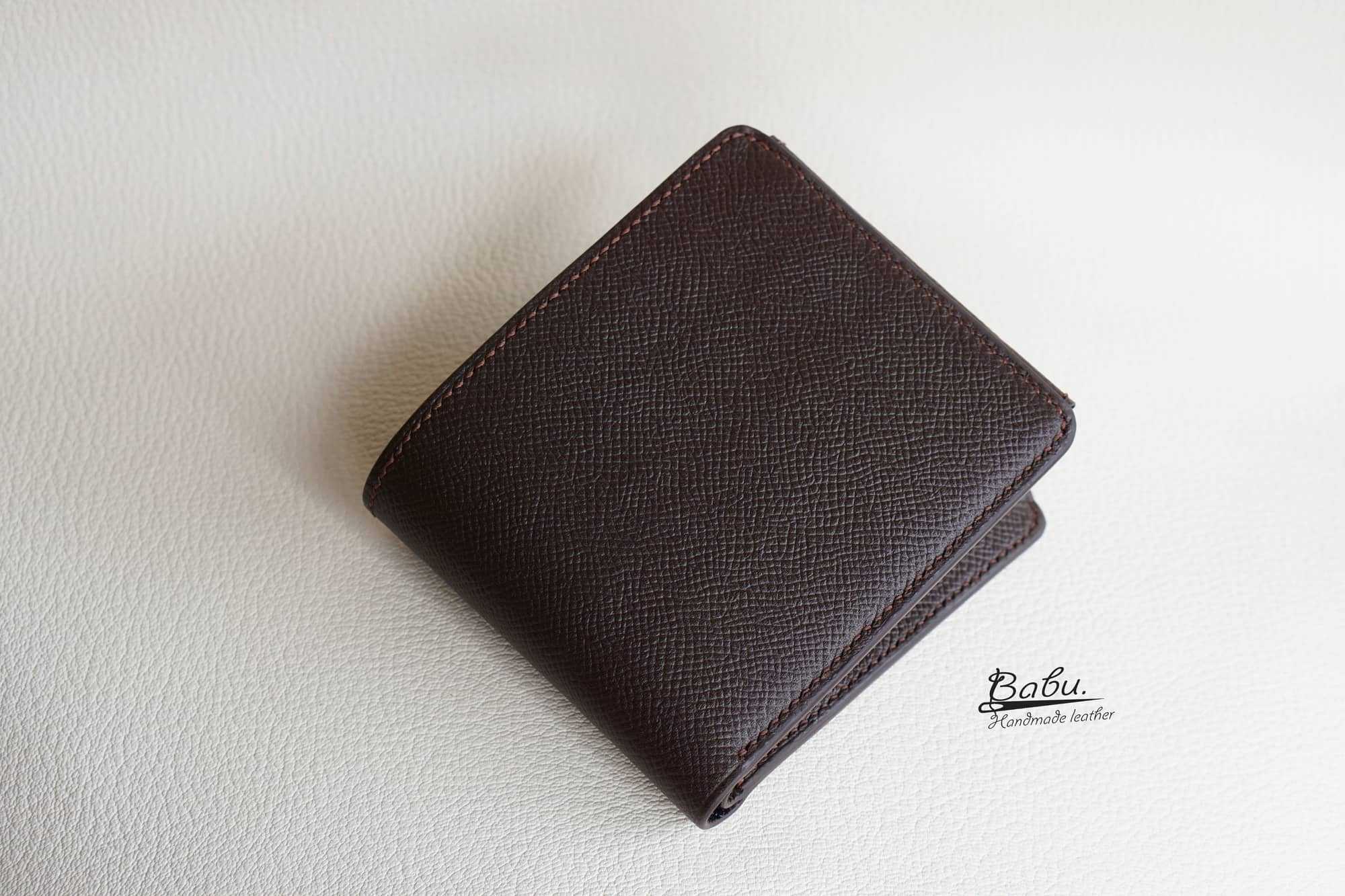 Dark Grey Handmade Epsom Bifold Leather