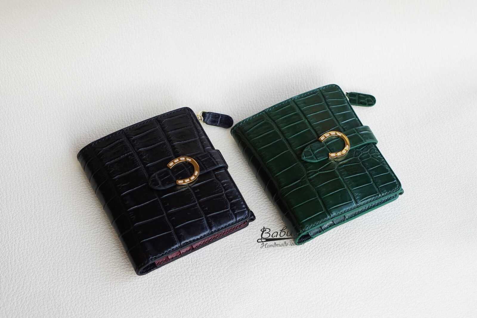 Women's Small Card Case Wallet with Flap. Mini Credit Card Holder. Croco Embossed Black
