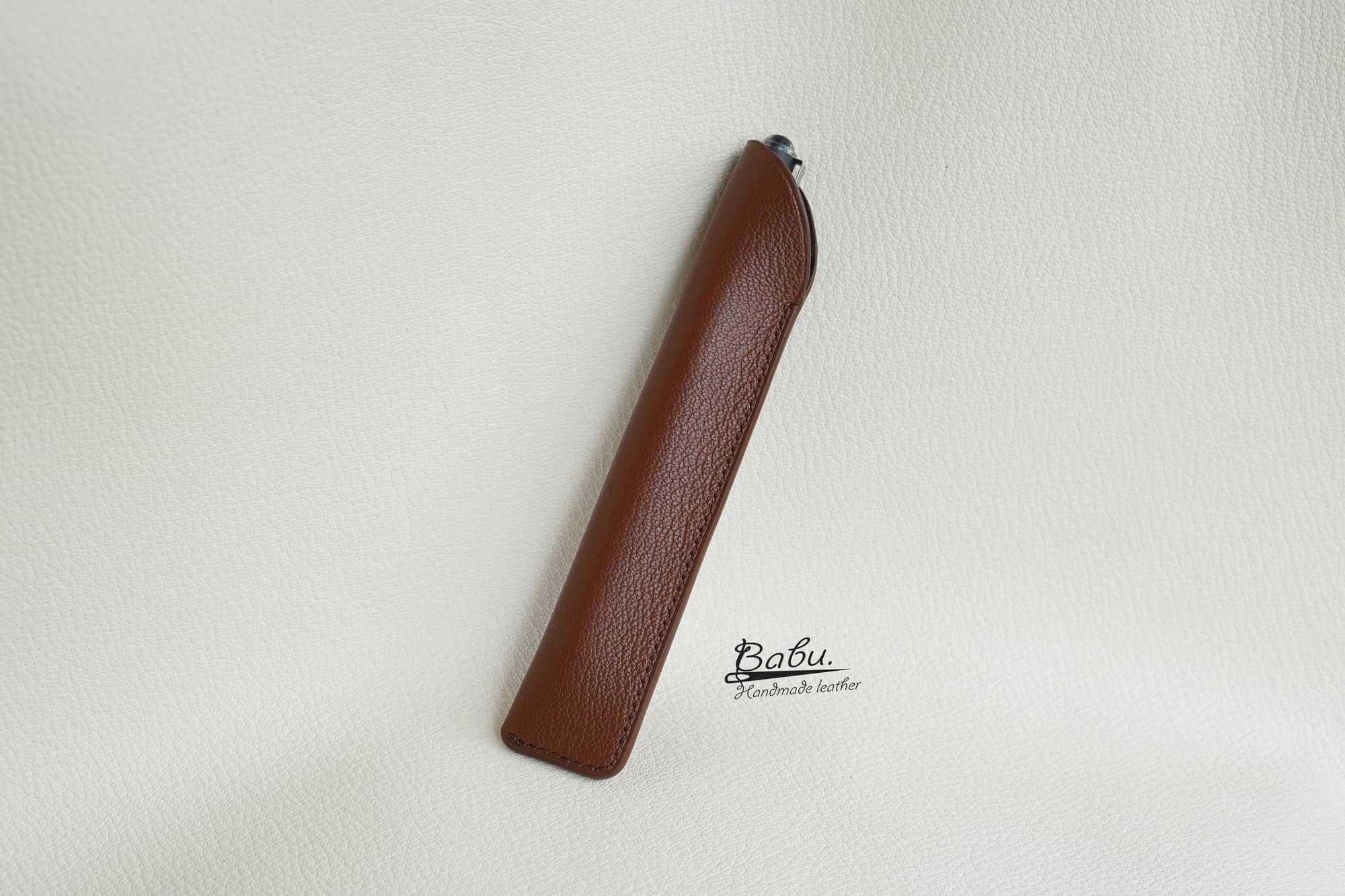 Cappuccino Leather pen sleeve, Alran Sully Goat leather pen pouch ...