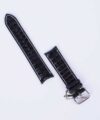 Black Alligator watch strap, Genuine leather watch band with Curved End SW269