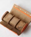 Orange Epsom leather travel watch roll, Genuine leather watch roll case LWC003