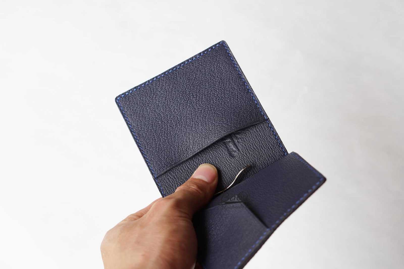 Handmade Epi money clip, Premium Navy Blue leather money clip