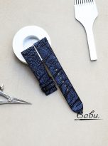 Navy blue Nubuck Ostrich watch strap (1)