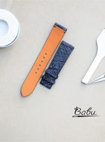 Navy blue Nubuck Ostrich watch strap (2)