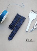 Navy blue Nubuck Ostrich watch strap (6)