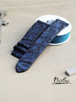 Navy blue Nubuck Ostrich watch strap (7)