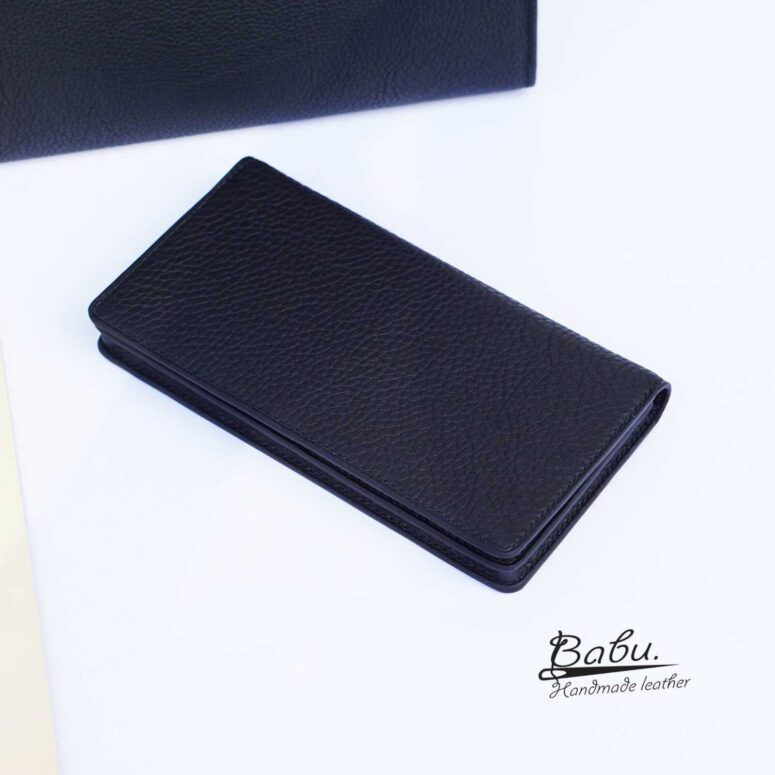 Black Togo leather wallet, High Quality long leather wallet